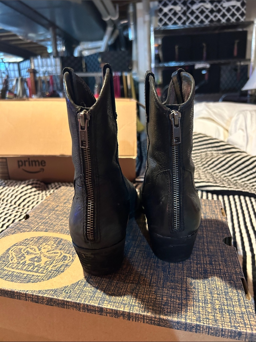 Born Black Leather Western Ankle Boots - Picture 4 of 11